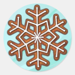 GINGERBREAD SNOWFLAKE COOKIE by SHARON SHARPE Classic Round Sticker