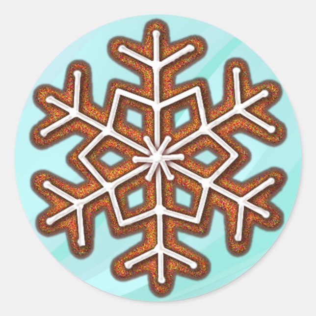 GINGERBREAD SNOWFLAKE COOKIE by SHARON SHARPE Classic Round Sticker (Front)