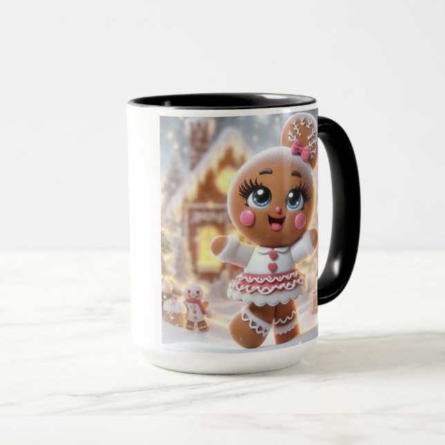 Gingerbread Snowflake Sparkle Mug (Front Right)