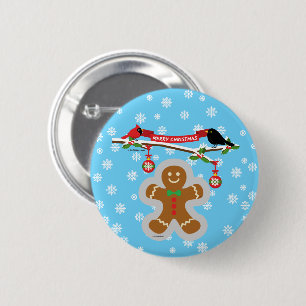 Gingerbread, Snowflakes and Birds 2 Inch Round Button