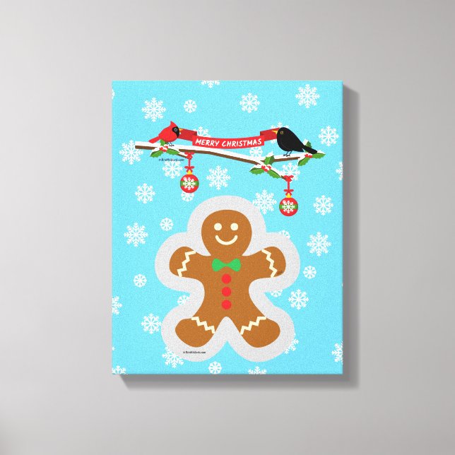 Gingerbread, Snowflakes and Birds Canvas Print (Front)
