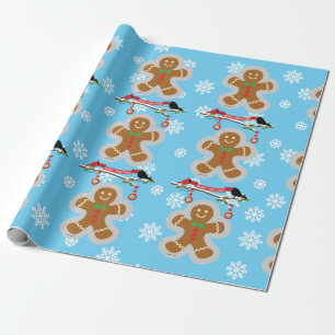Gingerbread, Snowflakes and Birds Wrapping Paper