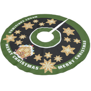 Gingerbread Snowflakes Merry Christmas Brushed Polyester Tree Skirt
