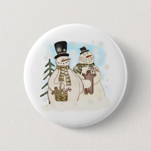 GINGERBREAD SNOWMAN 2 INCH ROUND BUTTON