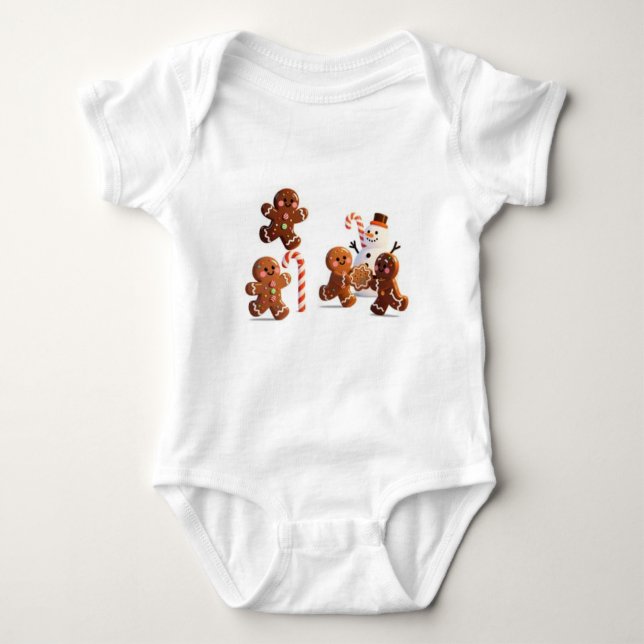 Gingerbread Snowman Baby Bodysuit (Front)