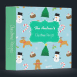 Gingerbread Snowman Christmas Recipes Pattern Binder<br><div class="desc">Keep your family Christmas recipes in this cute and colourful Christmas pattern binder! The pattern is made using Christmas favourites such as Gingerbread man, candy cane, Christmas stocking, Christmas tree, pudding, mistletoe, snowflakes and reindeer. Personalise with details.</div>
