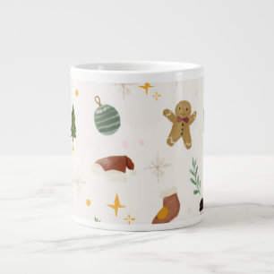 Gingerbread, Snowman, Tree & Holiday Icons Large Coffee Mug