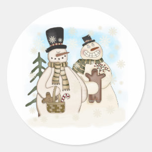 Gingerbread Snowman Winter Holidays Classic Round Sticker