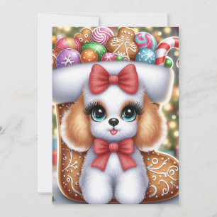 Gingerbread Snuggles: A Christmas Poodle Delight Invitation