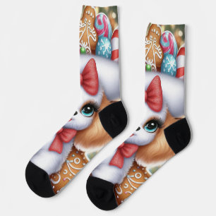 Gingerbread Snuggles: A Christmas Poodle Delight Socks