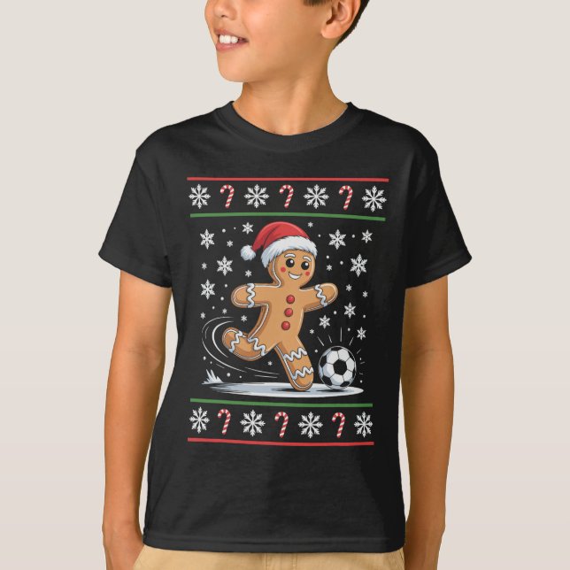 Gingerbread Soccer Player Ugly Christmas Sweater K (Front)