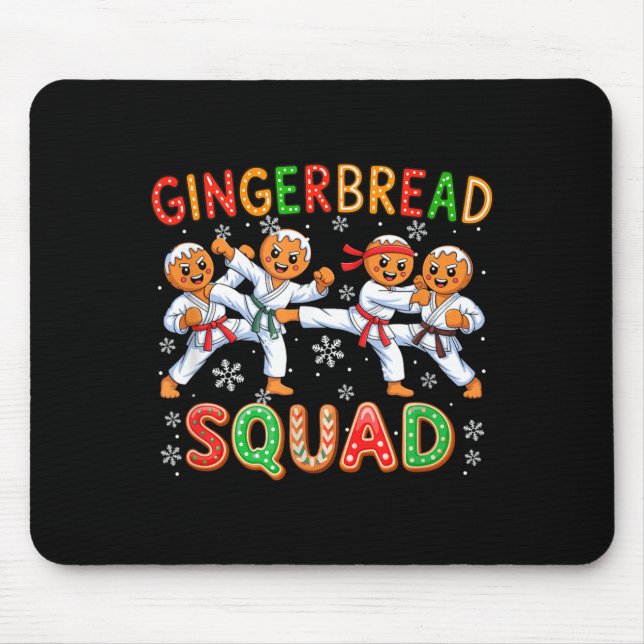 Gingerbread Squad Christmas Karate Lover Funny Mouse Pad (Front)