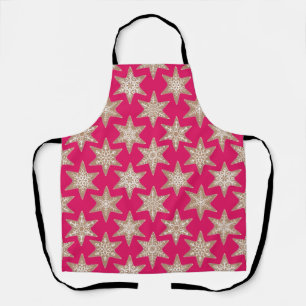 Gingerbread Stars Christmas (Festive Red) Apron