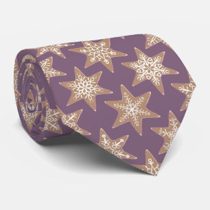 Gingerbread Stars Spiced Plum Neck Tie