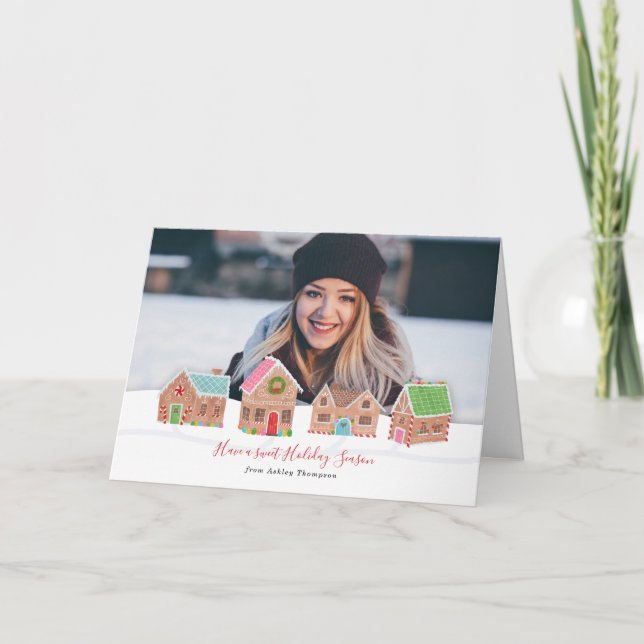 Gingerbread Street Holiday Photo Card (Front)