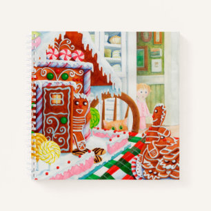 GINGERBREAD SURPRISE 8.5x8.5 Spiral Notebook
