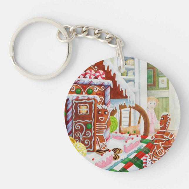 GINGERBREAD SURPRISE Acrylic Circle Keychain (Front)