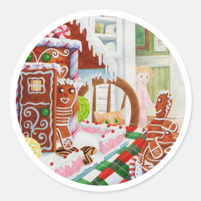 GINGERBREAD SURPRISE Grands Stickers Rond (Devant)