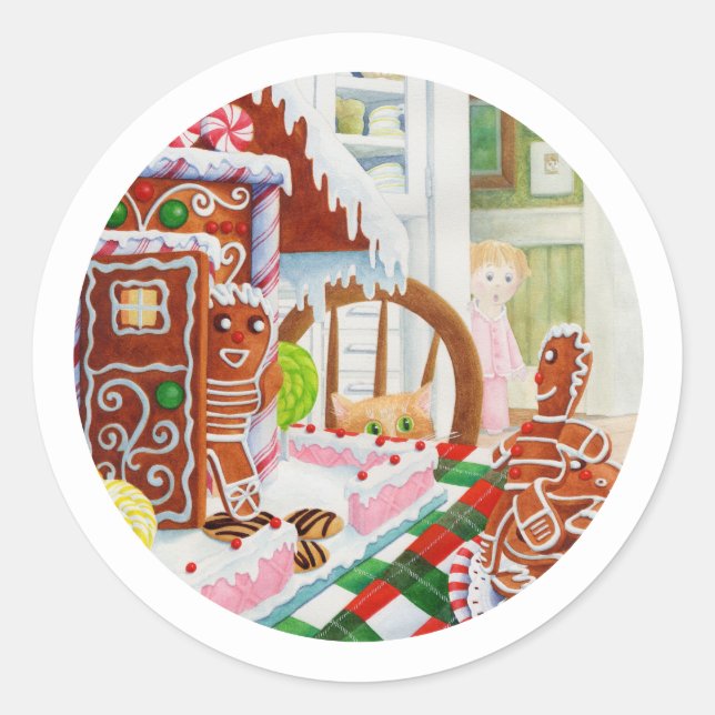 GINGERBREAD SURPRISE Petits Stickers Ronds (Devant)