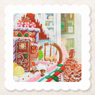 GINGERBREAD SURPRISE Scallop Square Paper Coasters