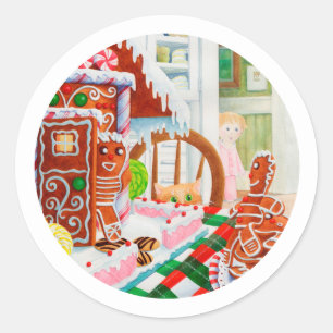 GINGERBREAD SURPRISE Small Round Stickers