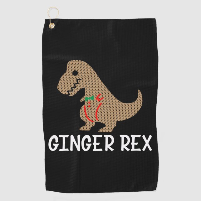 Gingerbread T-Rex  Dinosaur Christmas Dino   Golf Towel (Front)