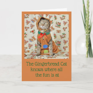 Gingerbread Tabby Cat Christmas Card