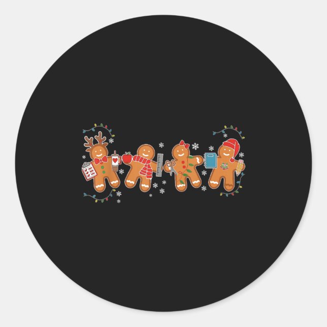 Gingerbread Teacher Holiday For Teacher Staff Chri Classic Round Sticker (Front)