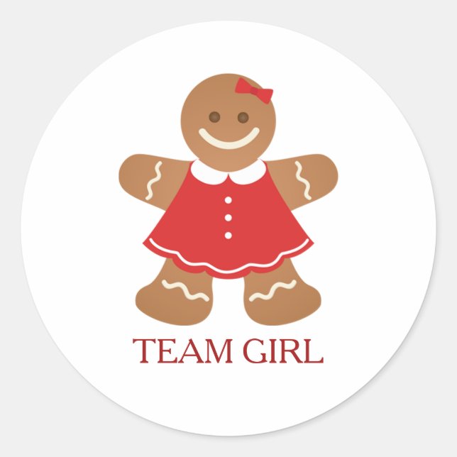 Gingerbread TEAM GIRL Gender Reveal Game Label (Front)