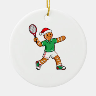 Gingerbread Tennis Christmas 2026 Holiday Sports Ceramic Ornament