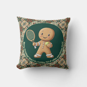 Gingerbread Tennis Grand Slam 🎾🎄custom text Throw Pillow