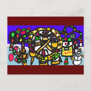 Gingerbread theme park  Christmas  Postcard
