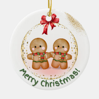 Gingerbread time ceramic ornament