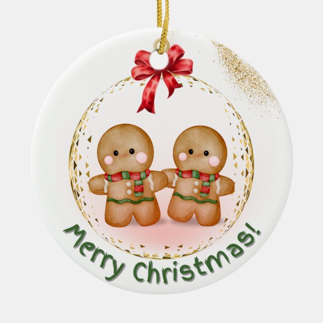 Gingerbread time ceramic ornament (Front)