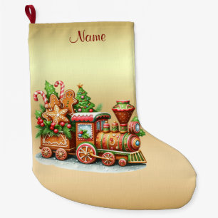 Gingerbread Train Holiday Christmas Stocking
