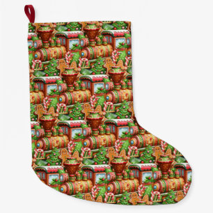 Gingerbread Train Holiday Christmas Stocking