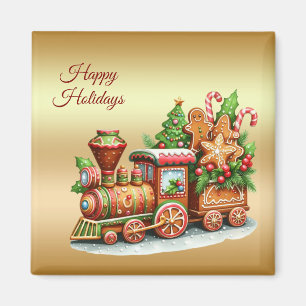 Gingerbread Train Holiday Magnet
