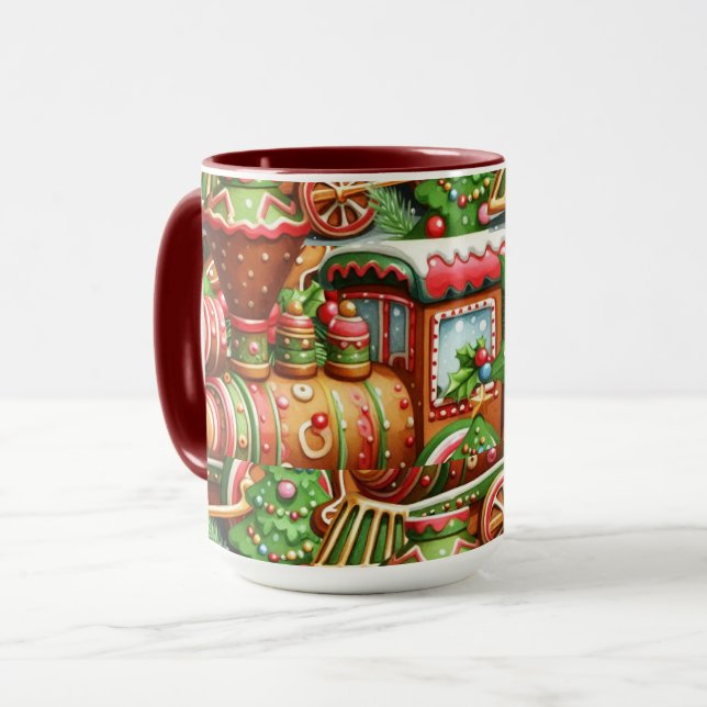 Gingerbread Train Holiday Mug (Front Left)