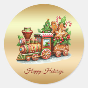 Gingerbread Train Holiday Sticker