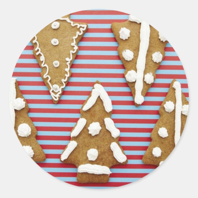 Gingerbread Tree Decorations Classic Round Sticker (Front)
