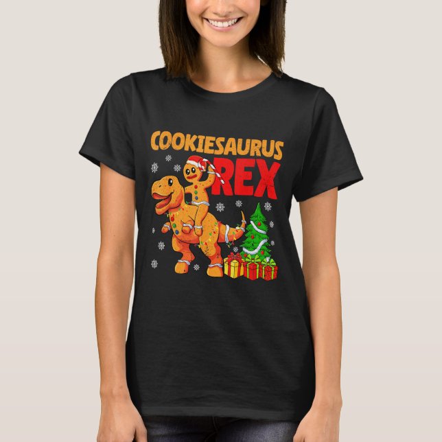 Gingerbread Trex Dinosaur For Christmas Gingerbrea T-Shirt (Front)