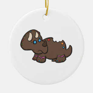 Gingerbread Triceratops Ornamet Ceramic Ornament