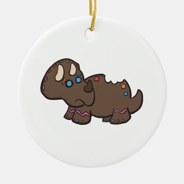 Gingerbread Triceratops Ornamet Ceramic Ornament (Front)
