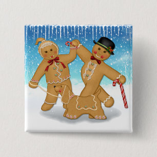 Gingerbread Trio 2 Inch Square Button