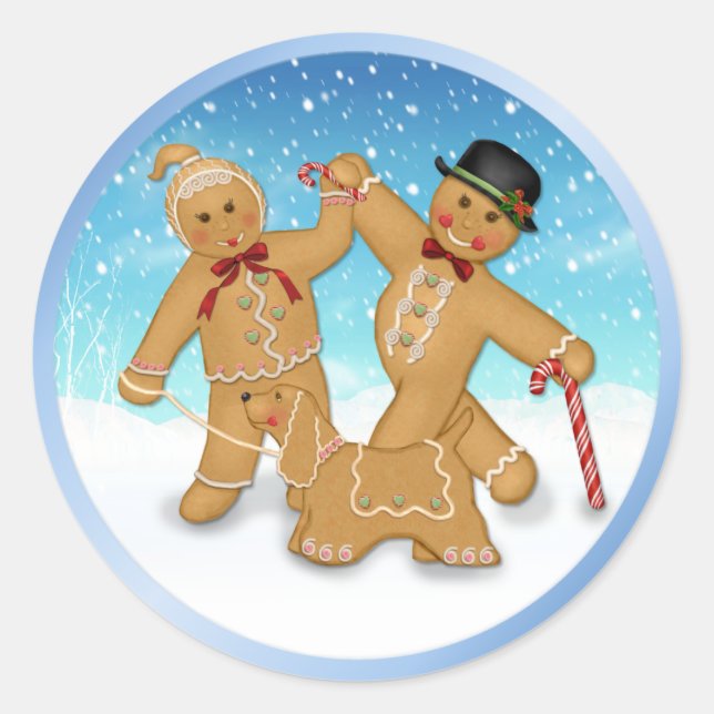 Gingerbread Trio Classic Round Sticker (Front)