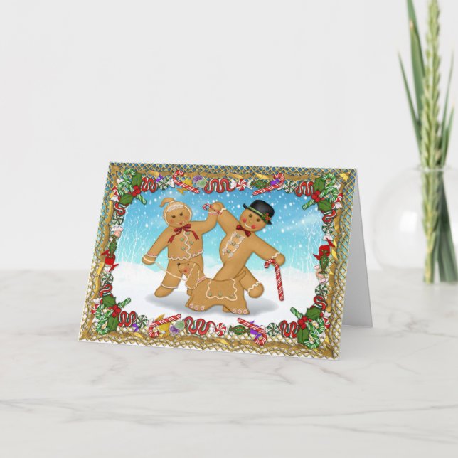 Gingerbread Trio with Verse Holiday Card (Front)
