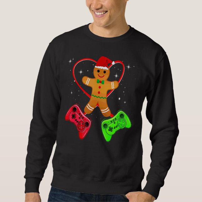 Gingerbread Video Game Controllers  Christmas Cook Sweatshirt (Front)