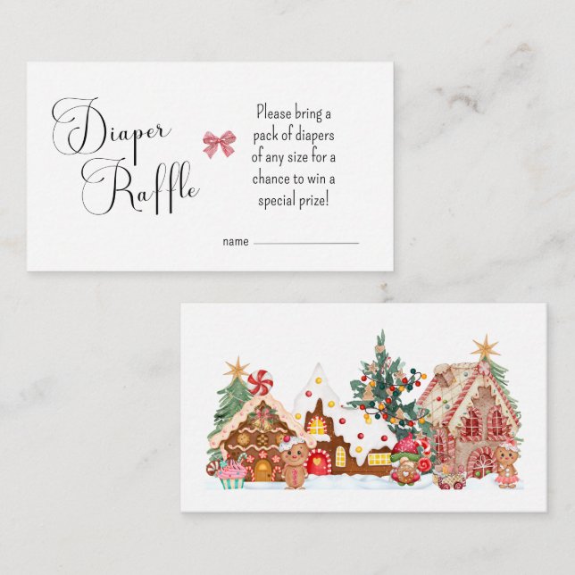 Gingerbread Village Baby Shower Diaper Raffle Card (Front/Back)
