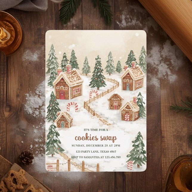 Gingerbread Village Cookie Swap Invitation (Creator Uploaded)