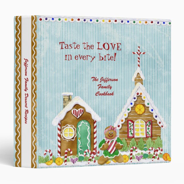 Gingerbread Village Family Dessert Cookbook Binder (Front/Spine)